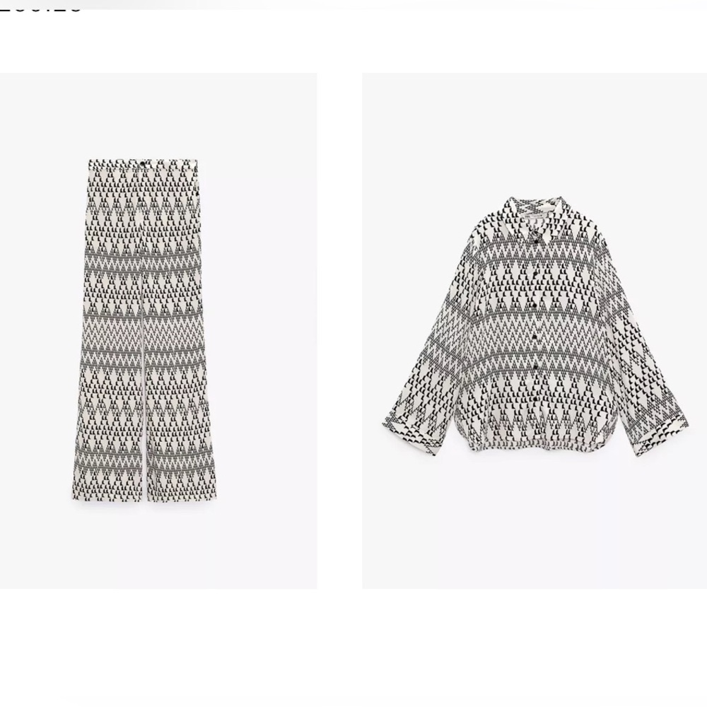 Zara Cream and Black Abstract Patterned SET
Top medium 
Bottom small